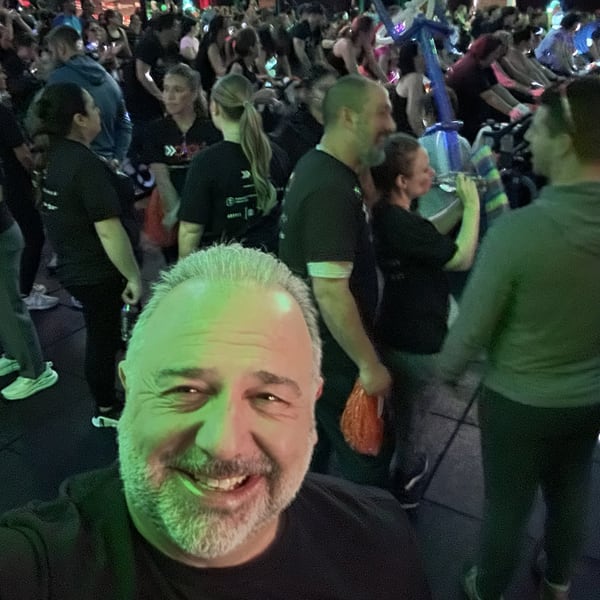 A crowd gathered at the Cycle for Survival fundraising event.